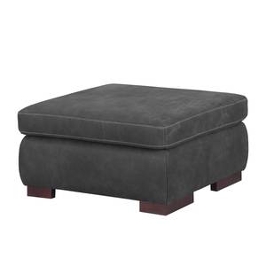 Pouf repose-pieds Maine Cuir véritable - Gris foncé