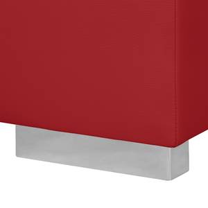 Gestoffeerde hocker Manono echt leer/kunstleer - Rood