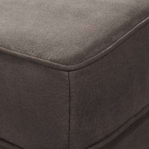 Pouf repose-pieds Miscol Aspect cuir vieilli - Gris marron