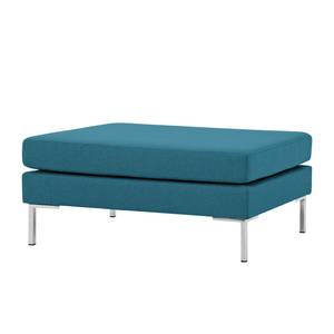 Gestoffeerde hocker Portobello geweven stof - Stof Ramira: Turquoise - Hoekig