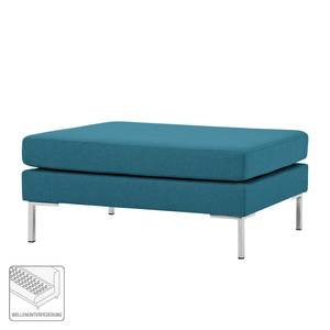 Gestoffeerde hocker Portobello geweven stof - Stof Ramira: Turquoise - Hoekig