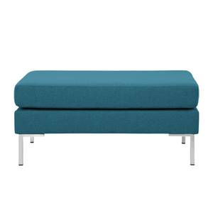 Gestoffeerde hocker Portobello geweven stof - Stof Ramira: Turquoise - Hoekig