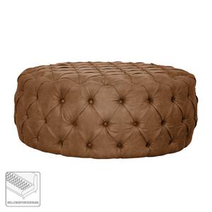 Gestoffeerde hocker Pradera antiek leren look - Honingbruin