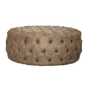 Pouf repose-pieds Pradera Aspect cuir vieilli - Latte macchiatto