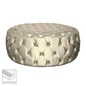 Gestoffeerde hocker Pradera kunstweefsel - Champagne metallic