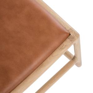 Tabouret Taasia Cuir véritable / Chêne massif - Cognac