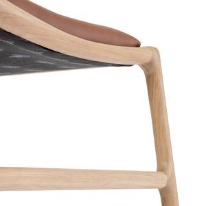 Tabouret Taasia Cuir véritable / Chêne massif - Cognac