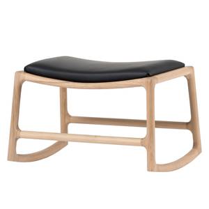 Tabouret Taasia Cuir véritable / Chêne massif - Noir