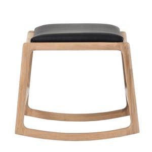 Tabouret Taasia Cuir véritable / Chêne massif - Noir