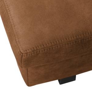 Pouf repose-pieds Yovanna Aspect cuir vieilli - Cognac