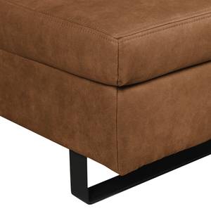 Pouf repose-pieds Yovanna Aspect cuir vieilli - Cognac