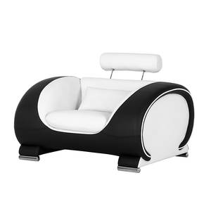 Polsterset Moana (3-teilig) Exklusiv, Kunstlederbezug - weiß mit schwarzer Armlehne - 3-Sitzer, 2-Sitzer, Sessel