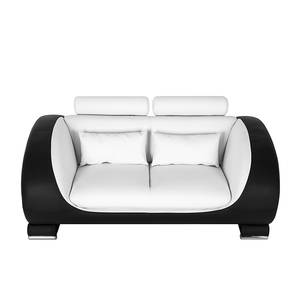 Polsterset Moana (3-teilig) Exklusiv, Kunstlederbezug - weiß mit schwarzer Armlehne - 3-Sitzer, 2-Sitzer, Sessel