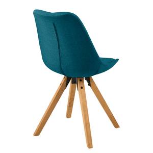 Gestoffeerde stoel ALEDAS geweven stof/massief rubberboomhout - Geweven stof Cors: Petrolkleurig - Bruin - Set van 2