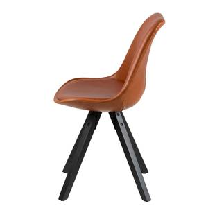 Gestoffeerde stoel ALEDAS kunstleer kunstleer/massief rubberboomhout - cognackleurig/zwart - Set van 2