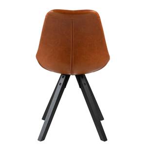 Gestoffeerde stoel Aledas lll (set van 2) - kunstleer/massief rubberboomhout - cognackleurig/zwart - 2-delige set