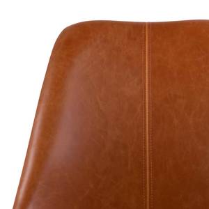 Chaise capitonnée ALEDAS imitation cuir Imitation cuir / Caoutchouc massif - Cognac / Noir - Lot de 2