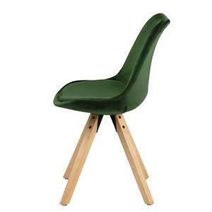 Chaises capitonnées Aledas IV Velours / Caoutchouc massif - Vert foncé / Caoutchouc - Vert foncé - Beige - Lot de 2