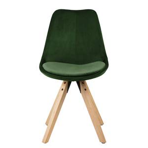 Gestoffeerde stoel Aledas IV (pootkleur) (set van 2) - fluweel/massief rubberboomhout - Donkergroen/Rubberboom - Donkergroen - Beige - 2-delige set