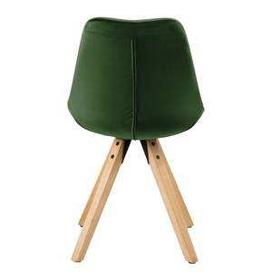 Chaises capitonnées Aledas IV Velours / Caoutchouc massif - Vert foncé - Beige - Lot de 2