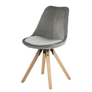 Chaises capitonnées Aledas IV Velours / Caoutchouc massif - Gris - Beige - Lot de 2