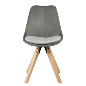 Chaises capitonnées Aledas IV Velours / Caoutchouc massif - Gris / Caoutchouc - Gris - Beige - Lot de 2