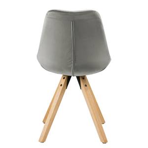 Chaises capitonnées Aledas IV Velours / Caoutchouc massif - Gris / Caoutchouc - Gris - Beige - Lot de 2