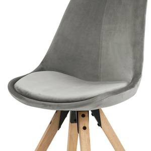 Chaises capitonnées Aledas IV Velours / Caoutchouc massif - Gris / Caoutchouc - Gris - Beige - Lot de 2