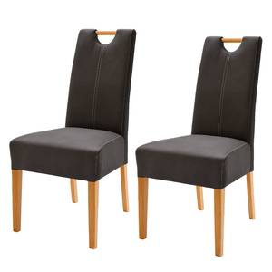 Chaises rembourrées Alessia (lot de 2) Imitation cuir - Marron / Hêtre