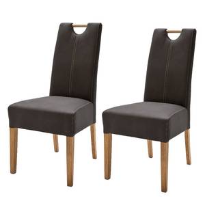 Chaises rembourrées Alessia (lot de 2) Imitation cuir - Marron / Chêne