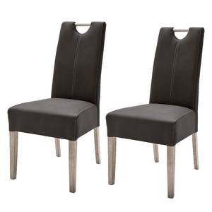 Chaises rembourrées Alessia (lot de 2) Imitation cuir - Marron / Imitation chêne de Sonoma