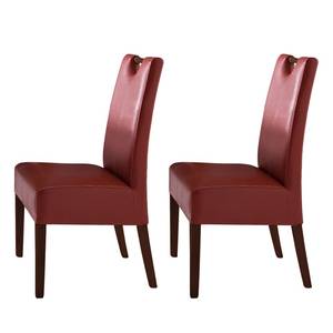 Gestoffeerde stoelen Alessia (2-delige set) - Donkerrood/donker beukenhoutkleurig