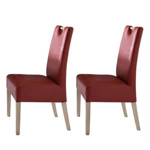 Chaises capitonnées Alessia (lot de 2) Rouge foncé / Chêne de Sonoma