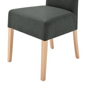 Gestoffeerde stoelen Lenya kunstleer - Antracietkleurig/beukenhout