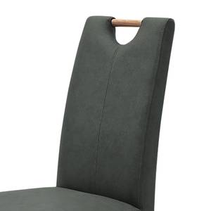 Gestoffeerde stoelen Lenya kunstleer - Antracietkleurig/eikenhout