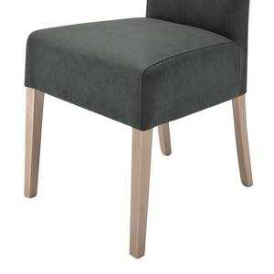 Lot de 2 chaises capitonnées Alessia II Imitation cuir - Anthracite / Chêne de Sonoma