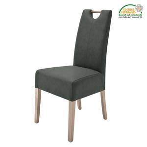 Lot de 2 chaises capitonnées Alessia II Imitation cuir - Anthracite / Chêne de Sonoma