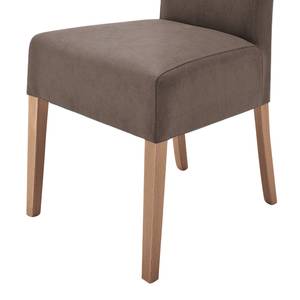 Lot de 2 chaises capitonnées Alessia II Imitation cuir - Marron / Chêne