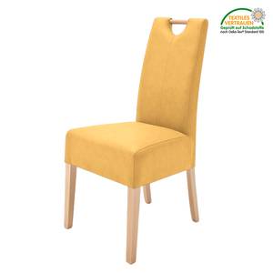 Lot de 2 chaises capitonnées Alessia II Imitation cuir - Curry / Hêtre naturel