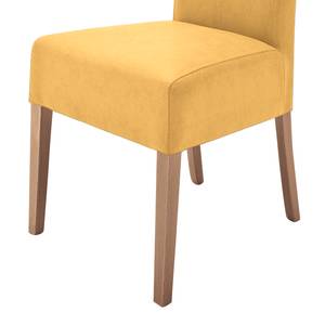 Lot de 2 chaises capitonnées Alessia II Imitation cuir - Curry / Chêne massif