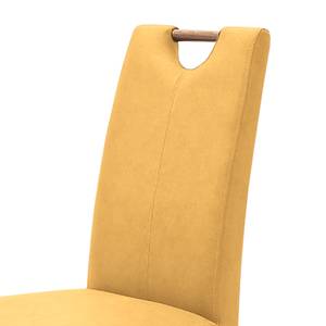 Gestoffeerde stoelen Lenya kunstleer - Kerriegeel/massief eikenhoutkleurig