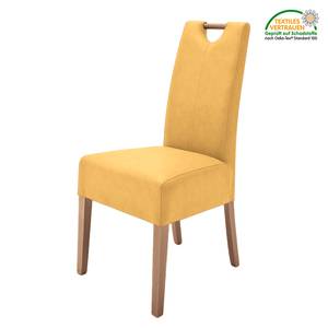 Lot de 2 chaises capitonnées Alessia II Imitation cuir - Curry / Chêne massif