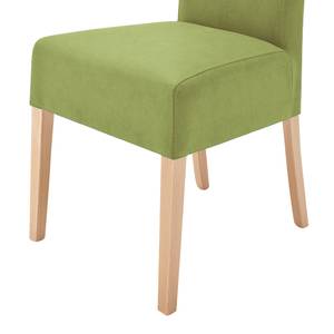 Lot de 2 chaises capitonnées Alessia II Imitation cuir - Vert kiwi / Hêtre naturel