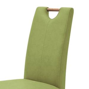 Lot de 2 chaises capitonnées Alessia II Imitation cuir - Vert kiwi / Chêne