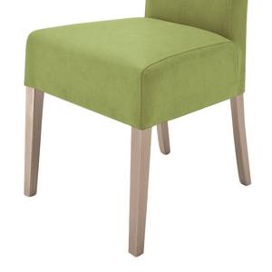Lot de 2 chaises capitonnées Alessia II Imitation cuir - Vert kiwi / Chêne de Sonoma