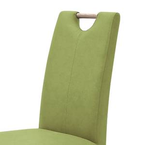 Lot de 2 chaises capitonnées Alessia II Imitation cuir - Vert kiwi / Chêne de Sonoma