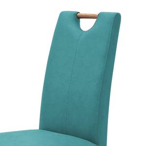 Gestoffeerde stoelen Lenya kunstleer - Petrolblauw/eikenhout