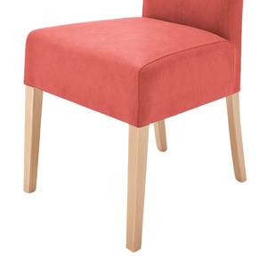 Gestoffeerde stoelen Lenya kunstleer - Rood/beukenhoutkleurig