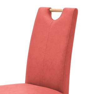 Lot de 2 chaises capitonnées Alessia II Imitation cuir - Rouge / Hêtre