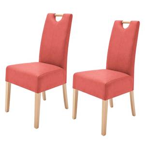Lot de 2 chaises capitonnées Alessia II Imitation cuir - Rouge / Hêtre